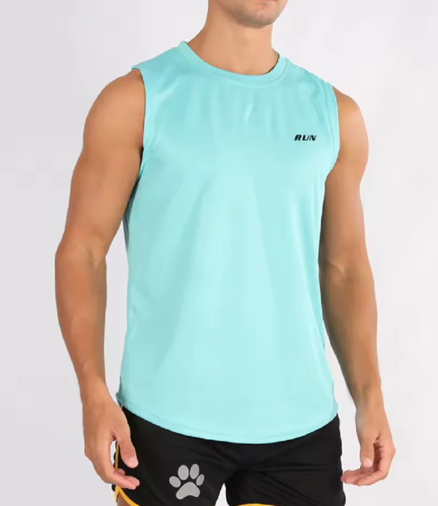 GYM Summer Fitness Desert Lightweight Mesh Breathable Crew-neck Vest Sports Loose Vest Men's Casual Sleeveless Vest