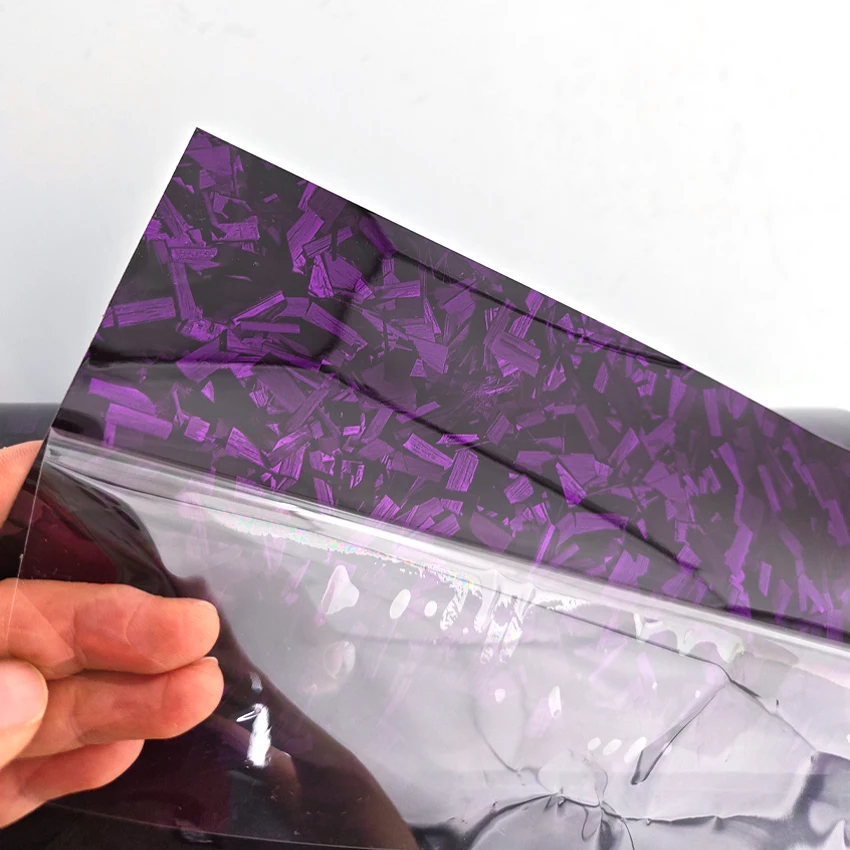 PET Glossy Purple Forged Carbon Fiber Vinyl Wrap Film Waterproof Car Body & Motorcycle Sticker, DIY Helmet Wrap Bubble Free view 3