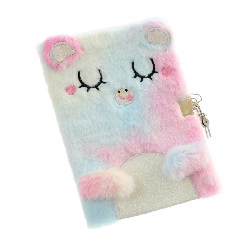 Cute Secret Diary Prayer Diary with Lock and Key for Girls, Cartoon Plush Journal Notebook for Girl Kid Christmas Gift