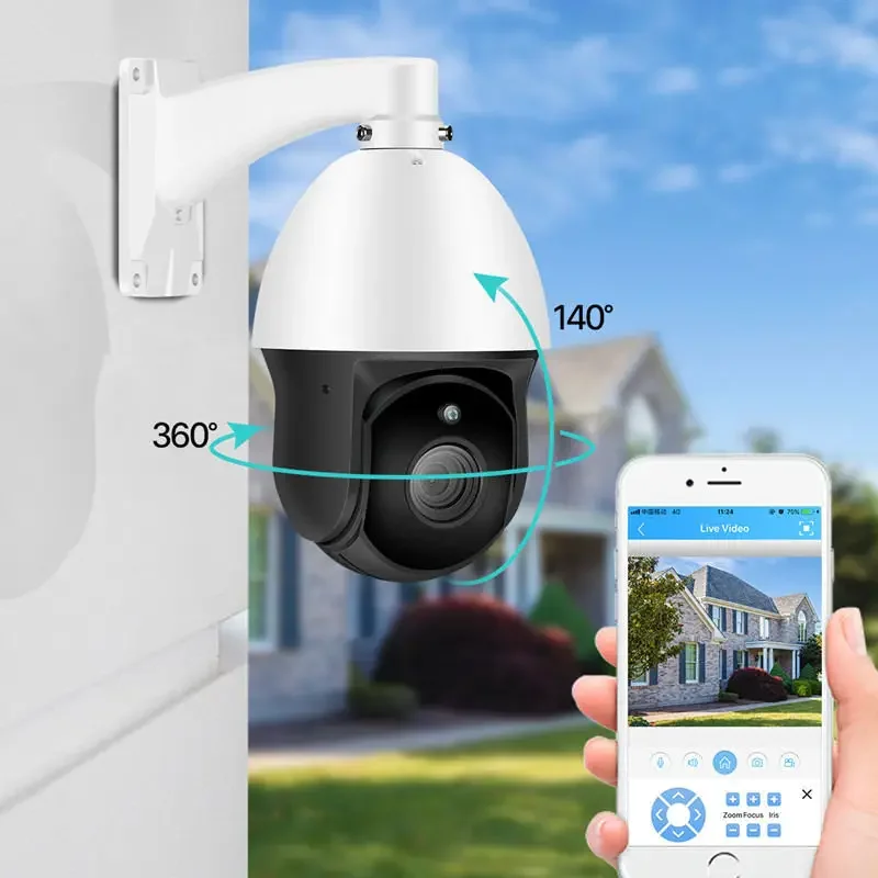 IP66 H.265 PoE 돔형 8MP 장거리 PTZ 가격 4K 8MP IP PTZ 카메라 CCTV 야간 360도 회전 야외 IP 카메라 NVR CMOS