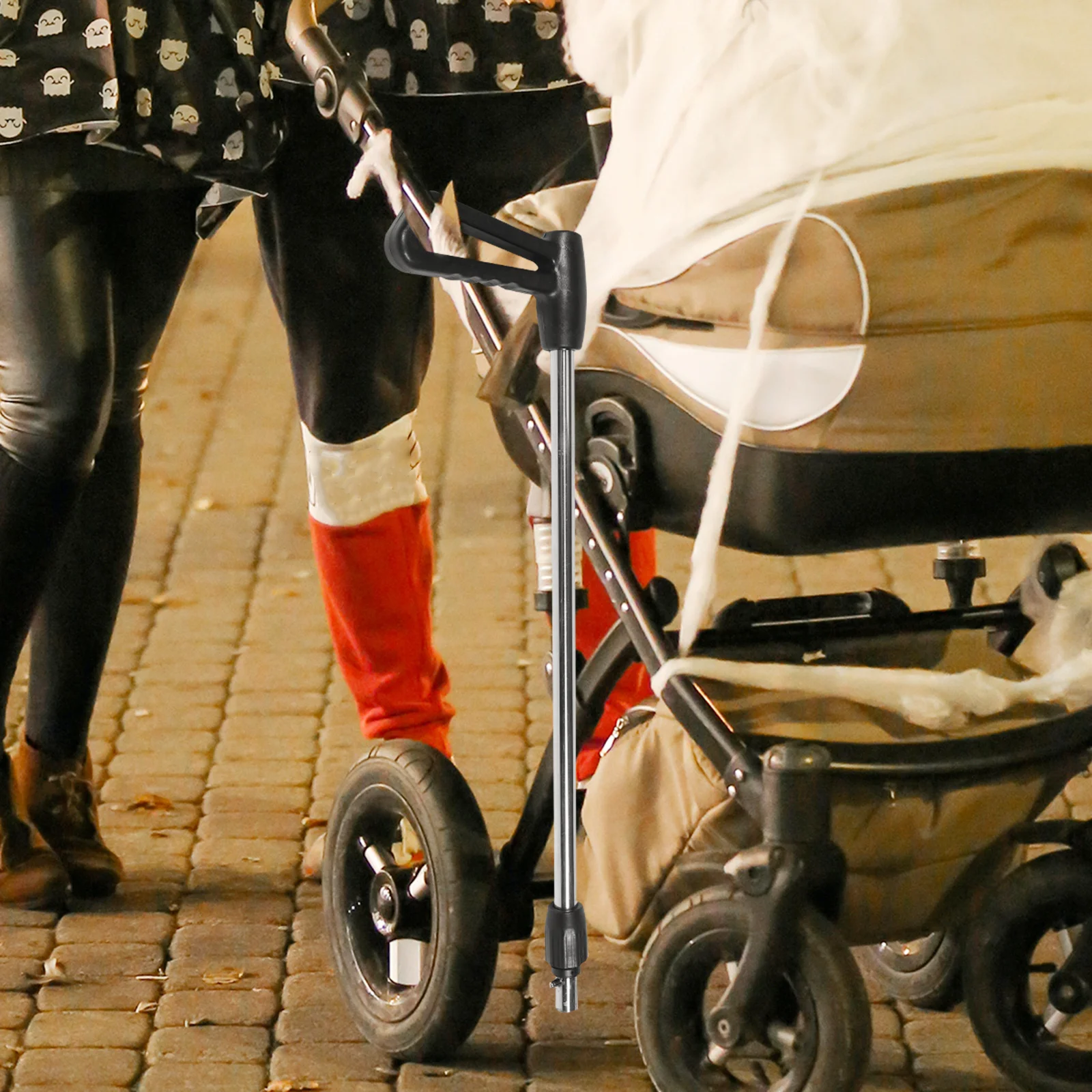 مقبض دفع بديل لعربة الأطفال، معدن بلاستيكي متين، قبضة مريحة، خفيفة الوزن، محمولة لعربة عربة السفر