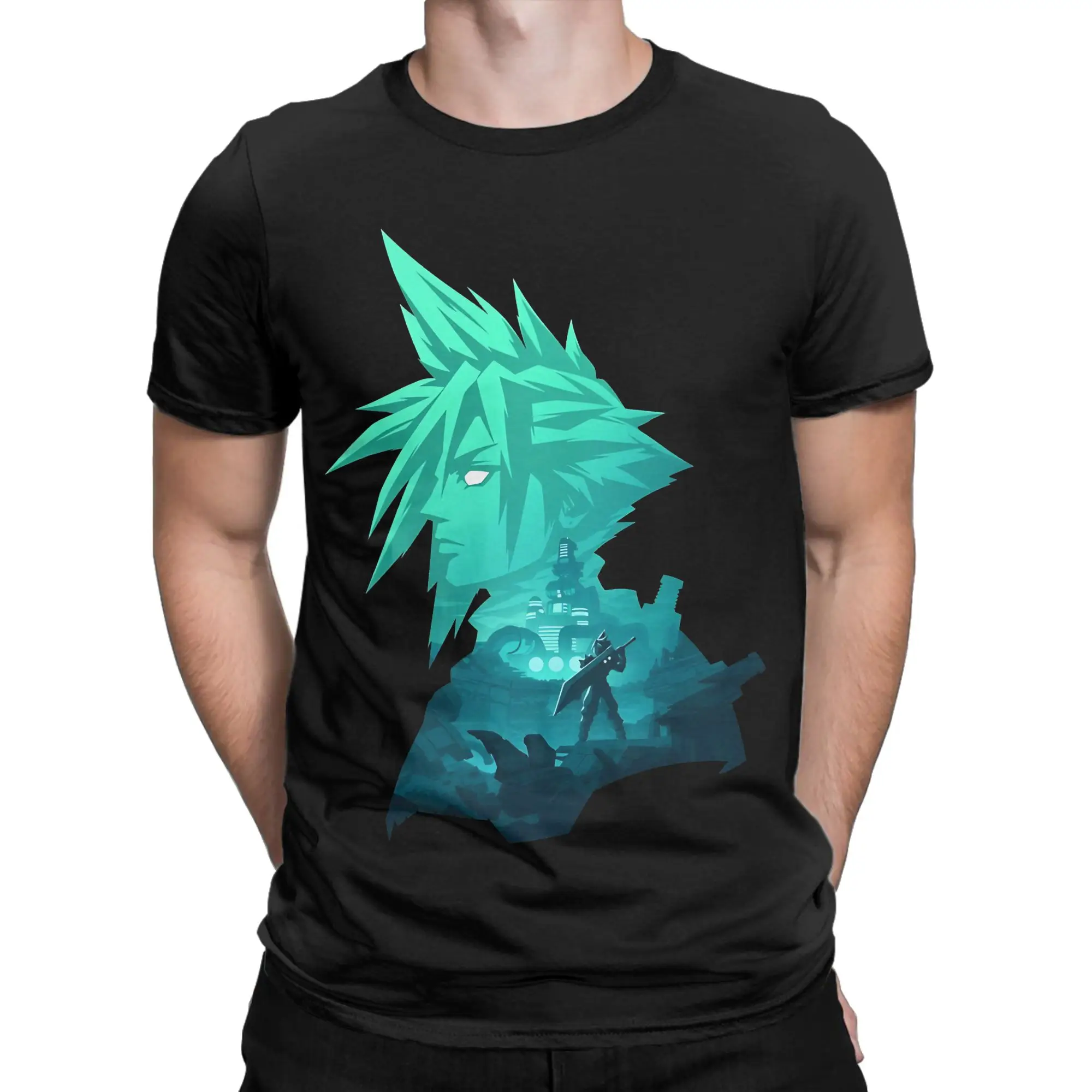 Class Black Funny Graphic 100% Cotton T-Shirt Final Fantasy Tees Tops For Men
