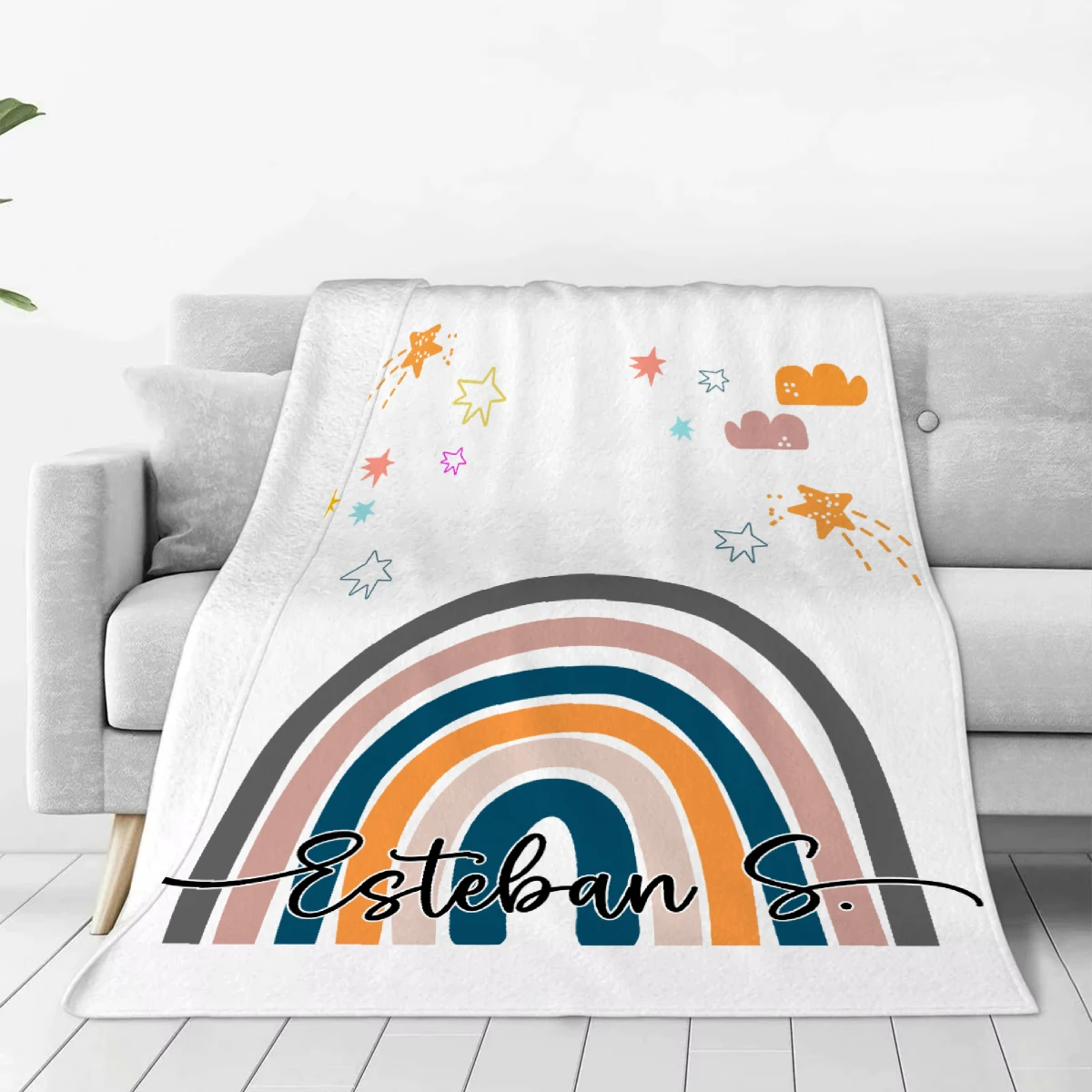 Custom Name Flannel Baby Blanket Personalized Blanket Choose Rainbow Style Home Decor Sofa Blanket Kid Blanket Birthday Gifts