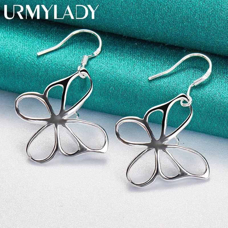 

URMYLADY 925 Sterling Silver Butterfly Earrings For Women Charm Wedding Party Fashion Jewelry