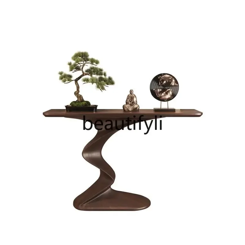 

CNew Chinese-style entrance table, long case, simple against the wall, solid wood end view table, Zen entrance cabinet