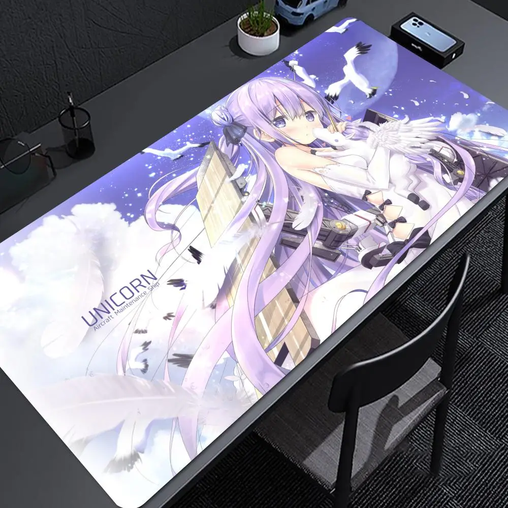 Alfombrilla de ratón de Anime a-azur l-lanes, alfombrilla de ratón grande de 900x400mm para oficina en casa, videojuegos, Gamer, alfombrilla de escritorio de cuero PU impermeable para ordenador Mo