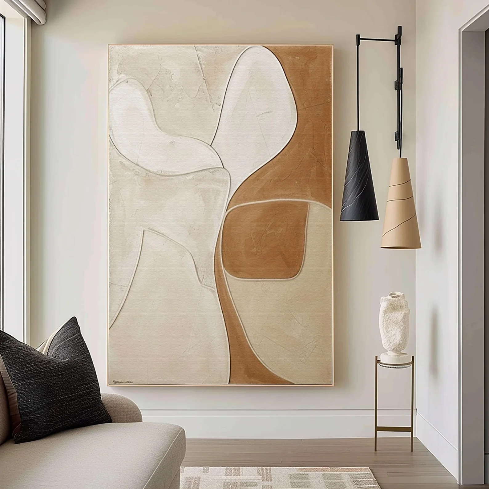 

Rustic Maillard Abstract Wall Art Handmade Caramel Terracotta Canvas Painting Textured Artwork Modern Neutral Home Decor 36x48"