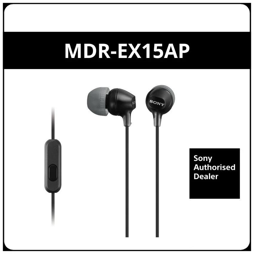 Sony MDR-EX15AP In-Ear Earphones Headphones With Mic For iOS Android Samsung Huawei Xiaomi OPPO Vivo