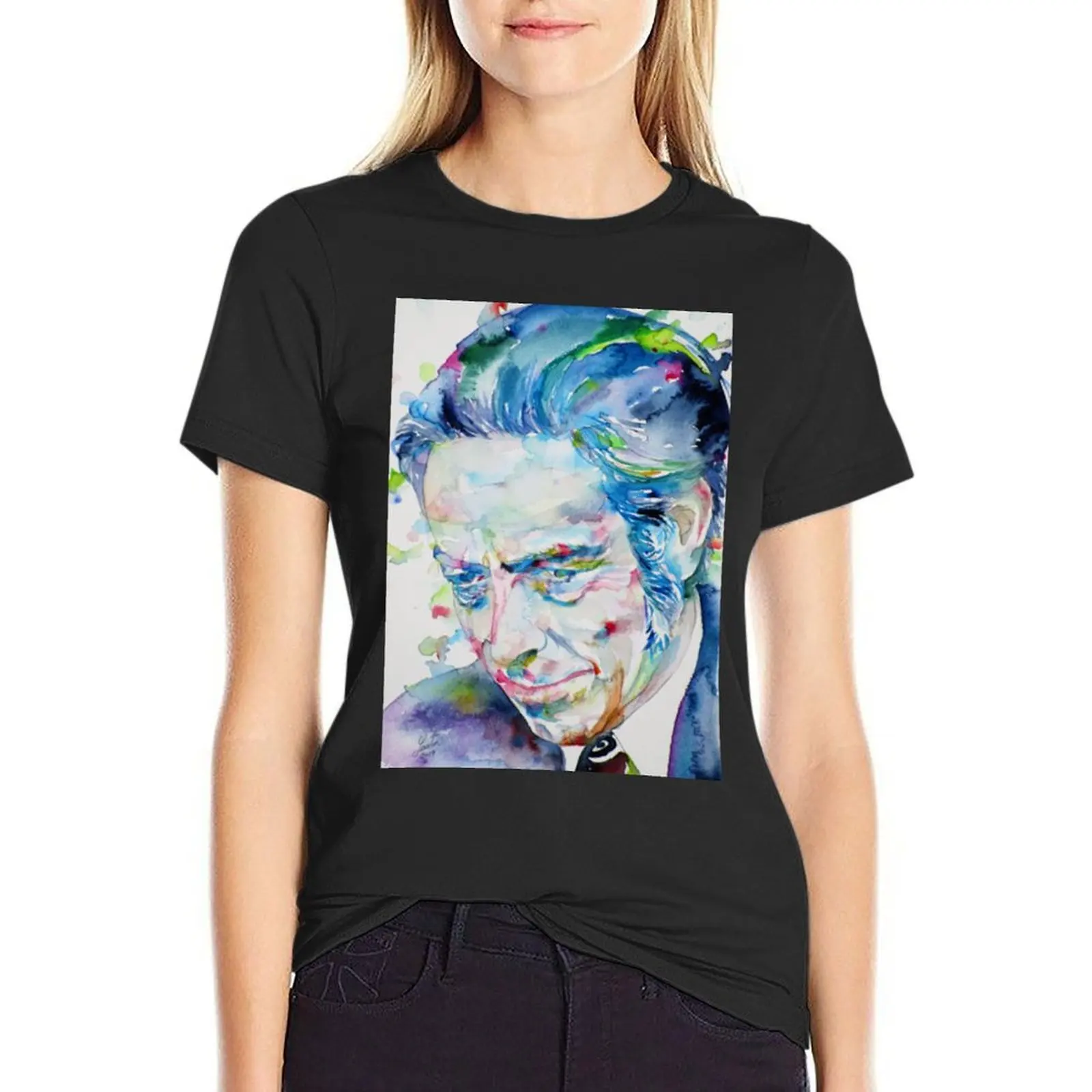 ALAN WATTS watercolor port T-Shirt Aesthetic clothing heavyweights summer blouses woman 2024