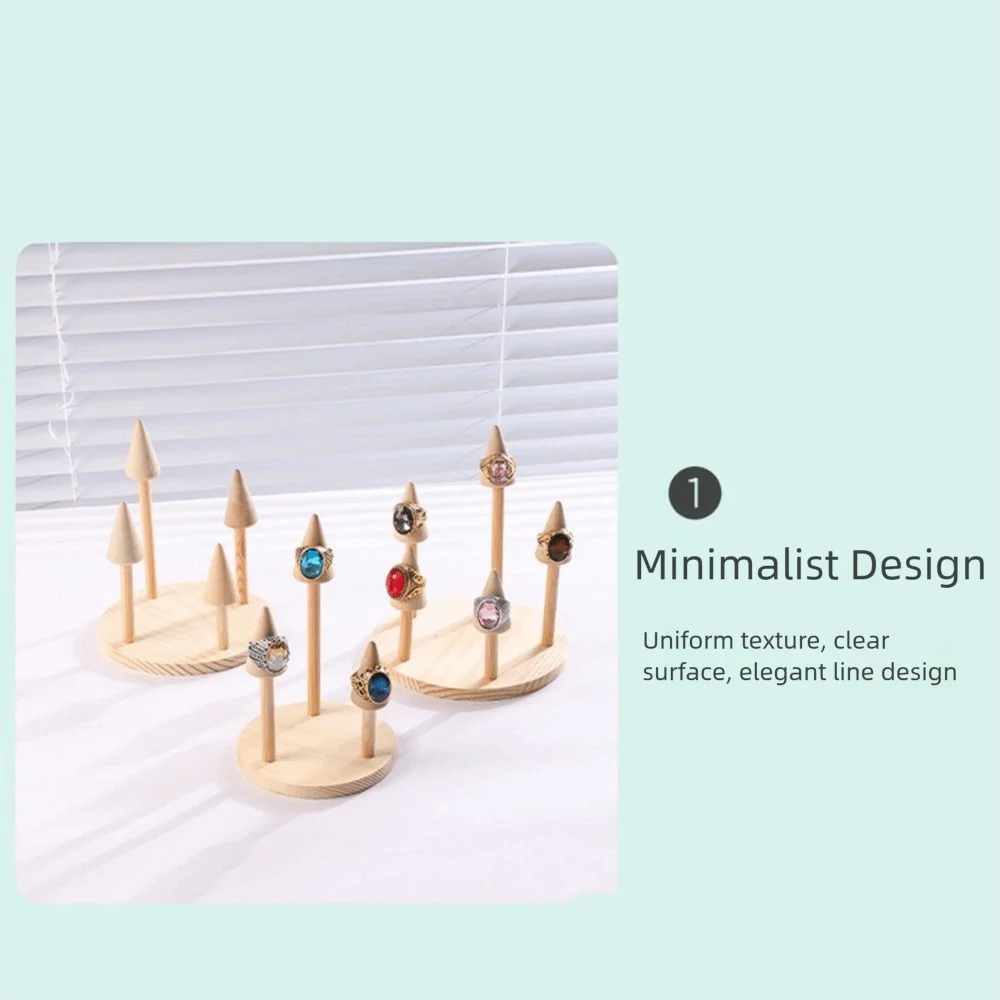 

New Round Ring Storage Rack Space Saving Wood Cone Ring Display Stand Jewelry Display Display Props