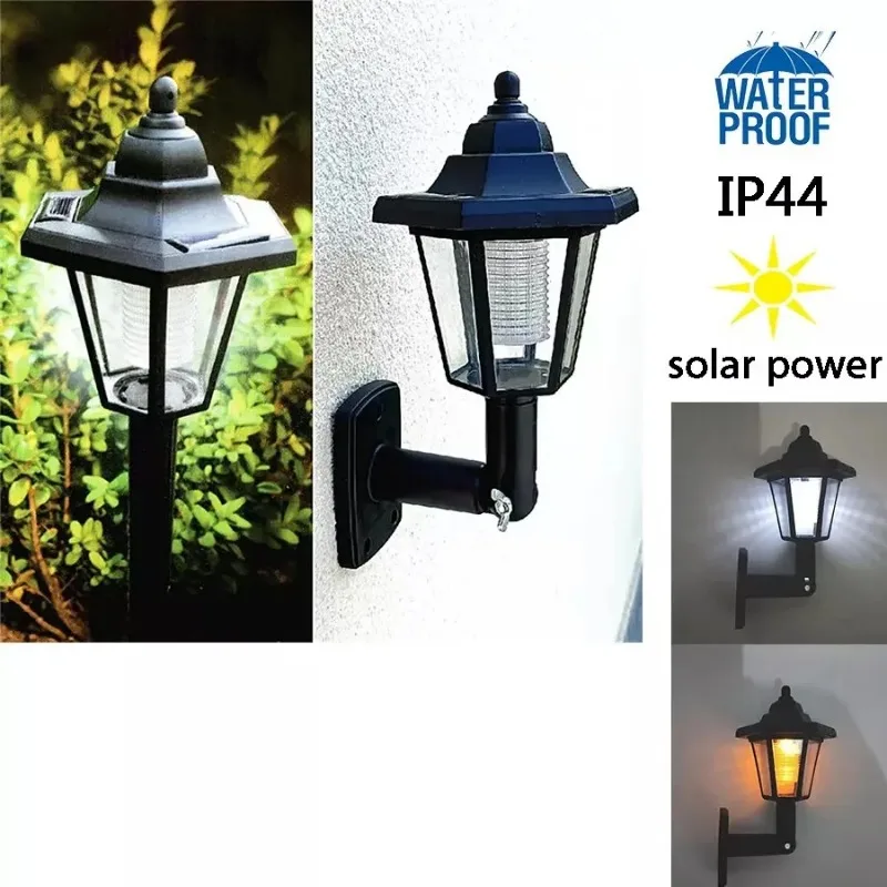 Retro Solar lights Outdoor,Hexagonal LED Wall Lamp,IP44 Waterproof Fence Light,LED Landscape Lighting,for Courtyard Decor