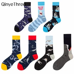 New Spring Winter Happy Shark Unisex Hip Hop Skateboard Keep Warm Socks Street Wear Dance Rock Punk Party Dropship