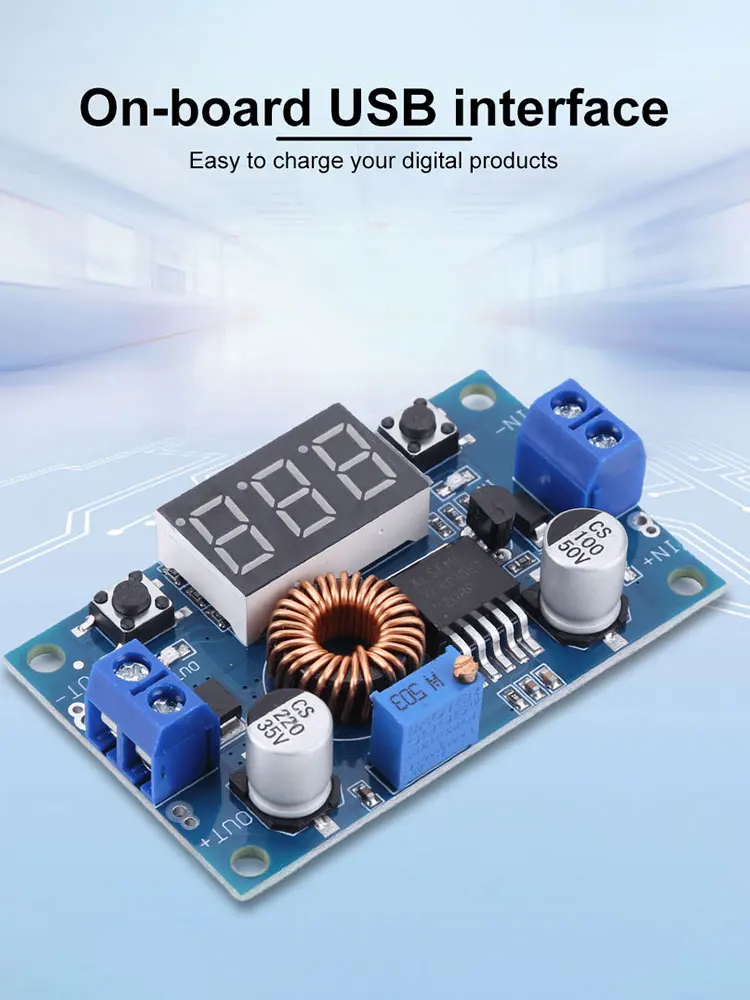 

Модуль понижающего преобразователя DC-DC XL4015 5А для литиевых аккумуляторов, плата зарядки с LED-дисплеем, 5-36В, электронные компоненты