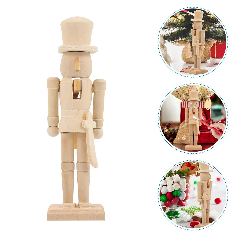 

2Pcs Wooden Nutcracker Soldier DIY Blank Unpainted Xmas Ornament for Home Restaurant Decor Unfinished Walnut Soldier