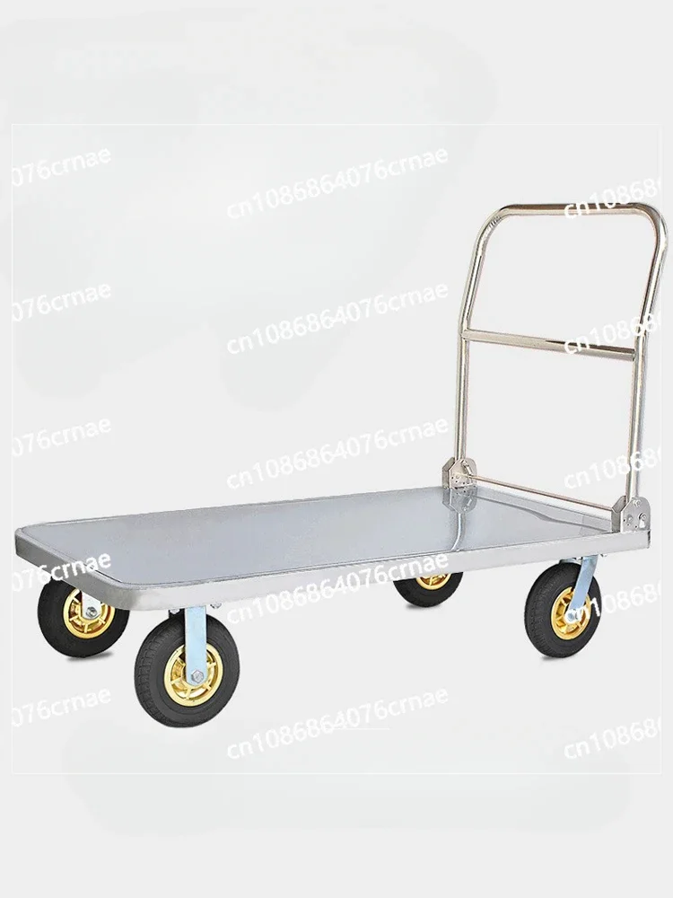 Heavy-duty Stainless Steel Pushcart with Noiseless Wheels and Foldable Design for Efficient Cargo Transportation