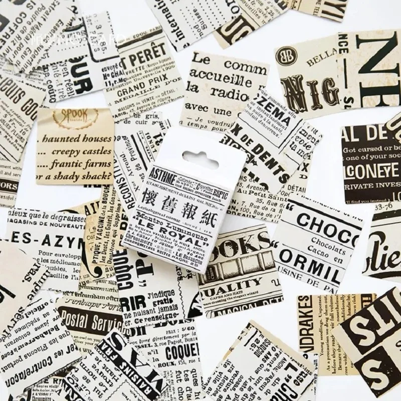 45Pcs/Set Creative Old Newspaper Paper Sticker Decoration DIY Handmade Arts Craft Sticker Christmas gift