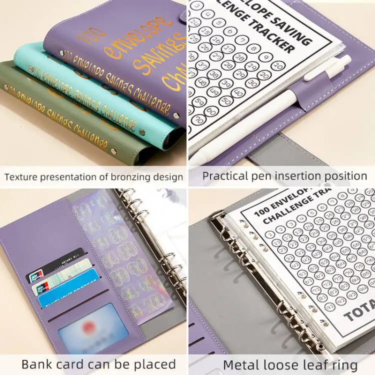 A5 100 Envelope Challenge Notebook Notepad Daily Planner Cash Saving Budgeting Wallet Binder Stationery