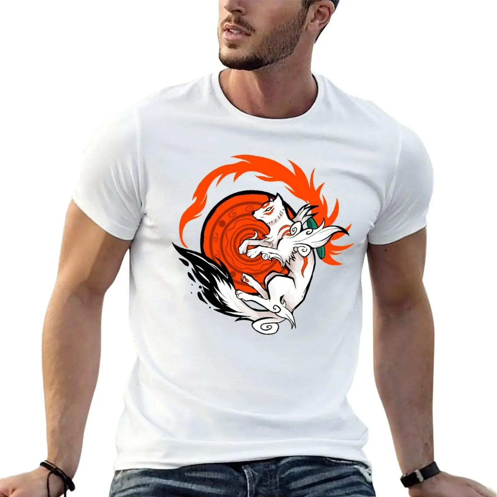 White Wolf Goddess T-Shirt anime figures Luxury man men clothings