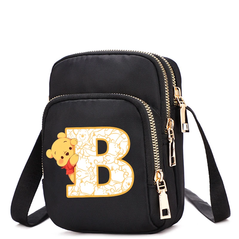 Winnie The Pooh Crossbody Bag Letter A B C D Women Shoulder Bags Tote Bag Female Underarm Phone-Bag Fashion Collocation Trendy