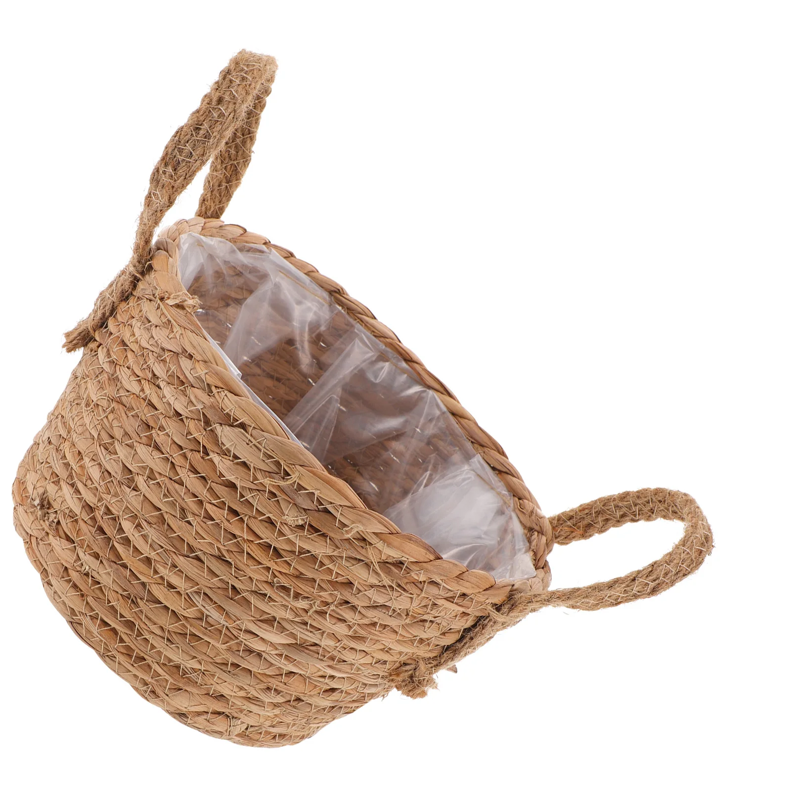 

Woven Flower Basket Rustic Storage Planter Indoor Plants Hand Baskets with Handles Rattan Pot for Planting Decorative