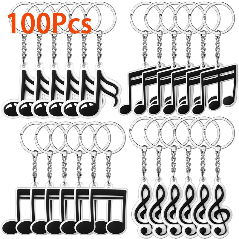 100Pcs Musical Note Keychain Music Keychain Roll Themed Keychains for Music Themed Party Supplies