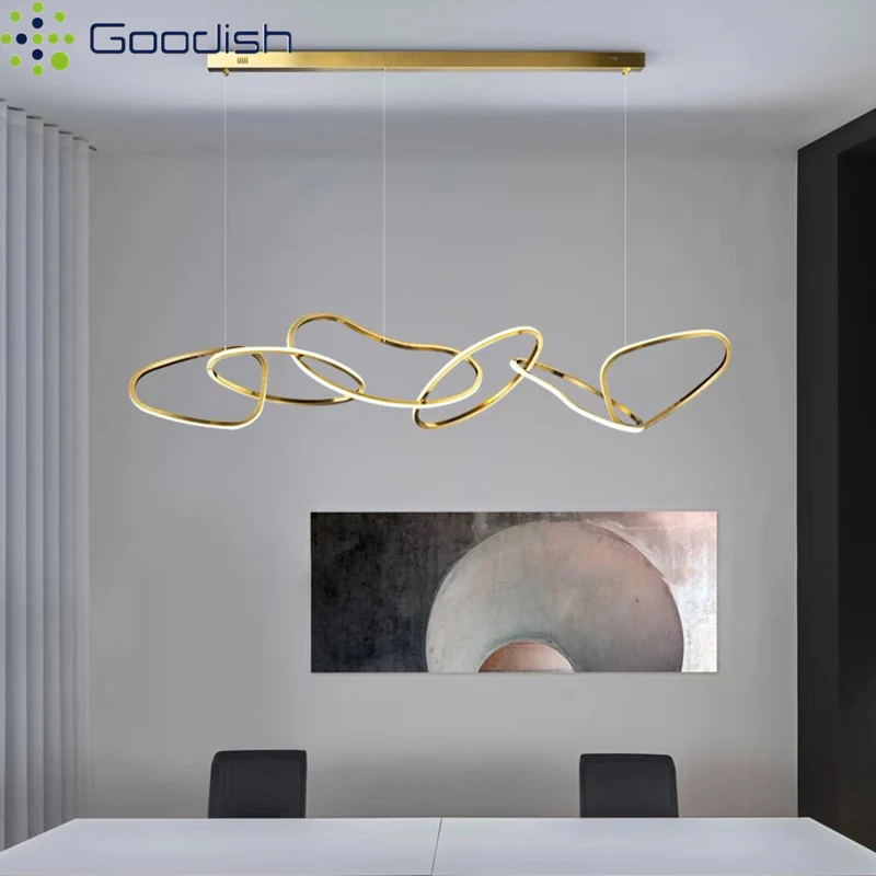 Luxury Stylish Minimalist Metal ring snake winding LED Pendant Lights Lustre Lamps for Living Room Home Decoration Chandeliers