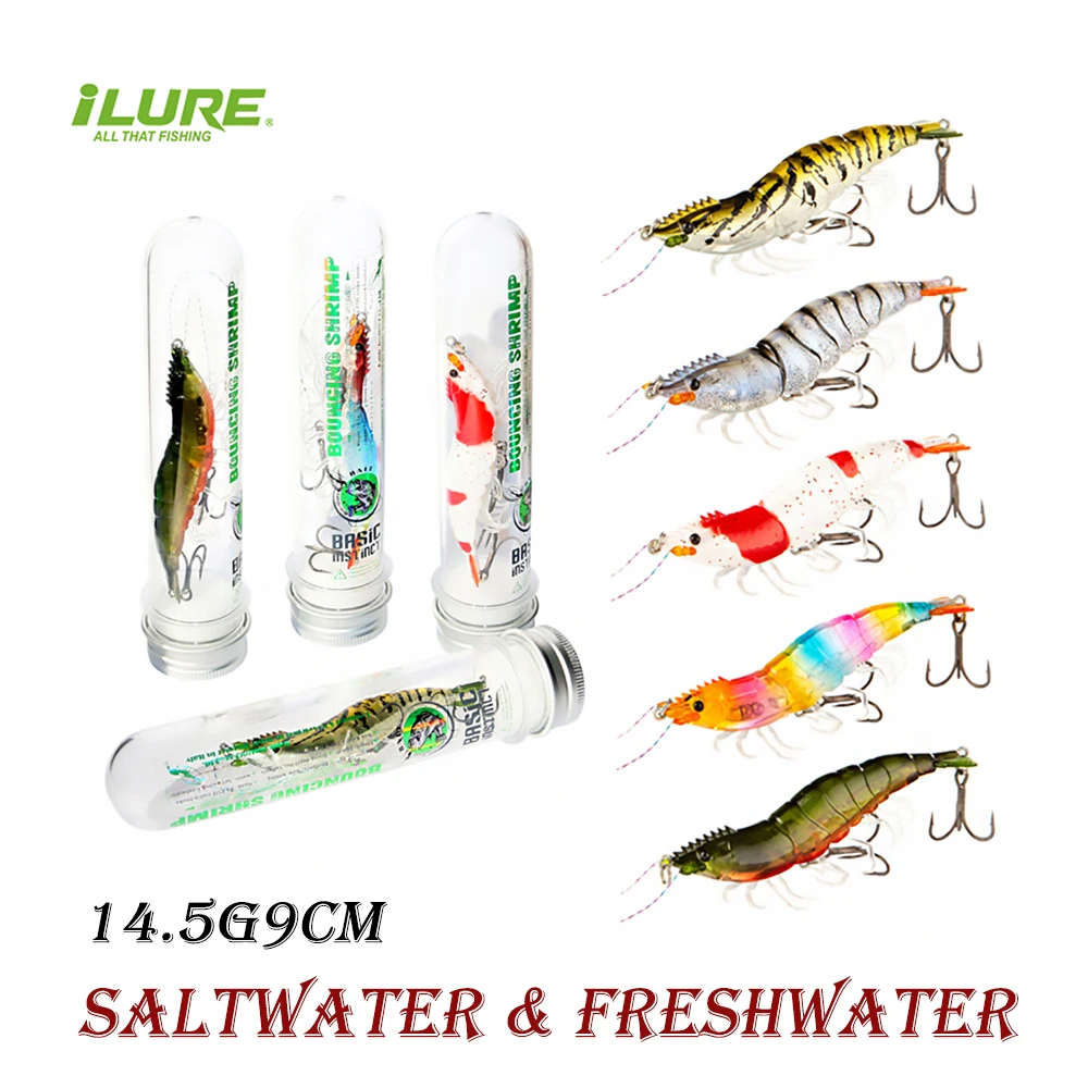 

ILURE Double Three Hooks Shrimp Baits Luminous Squid Lure Bottled Swimbait Wobbler Hard Simulation Silicone Artificial Lures