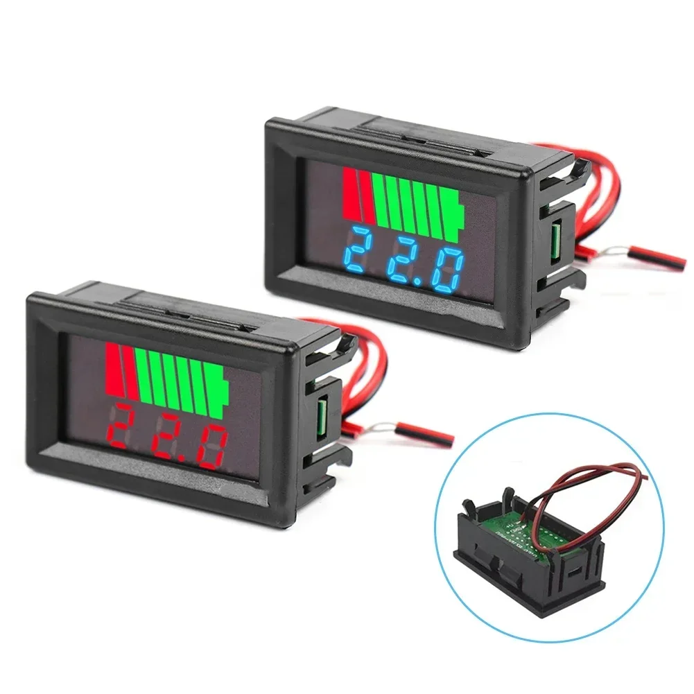 12-72V Car Battery Charge Indicator LCD Digital Dual Display Voltage Power Meter Lithium Battery Capacity Meter Voltage Tester