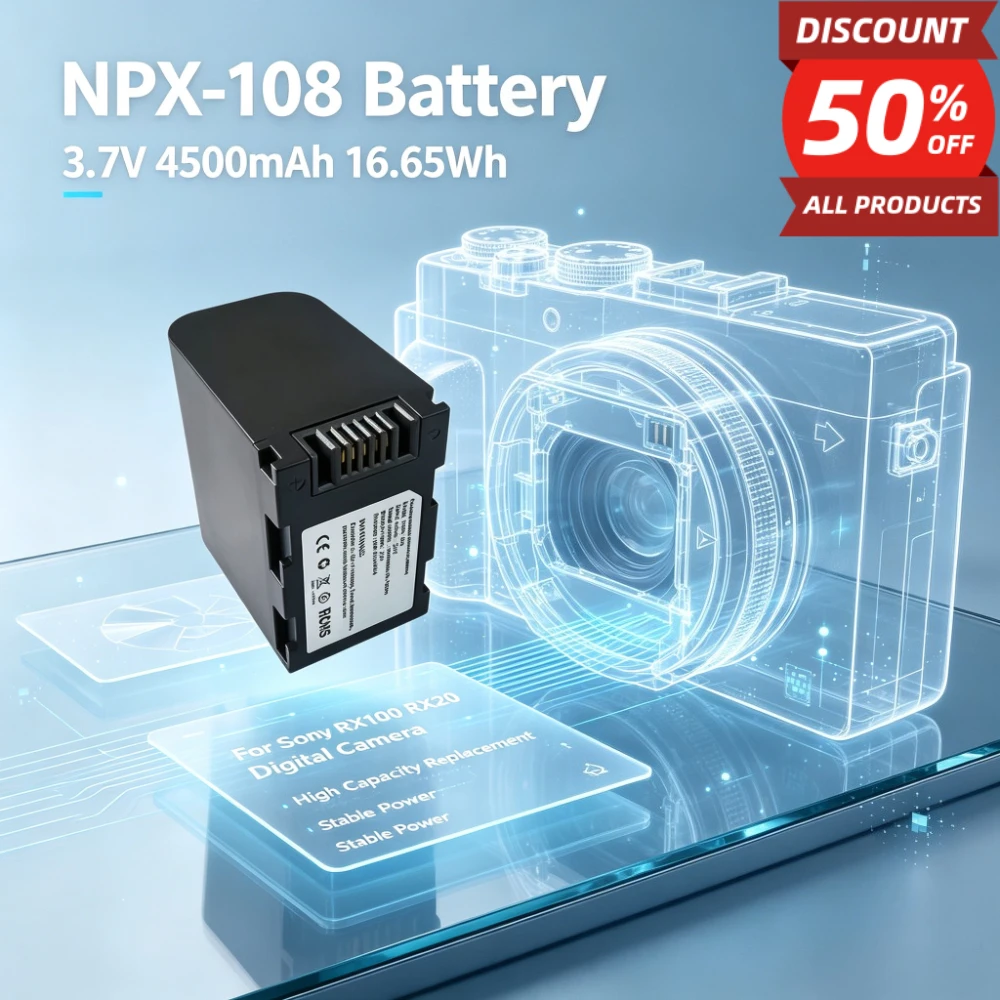 NPX-108 3.7V 4500mAh 16.65Wh High Capacity Replacement Li-ion Battery for Sony RX100 RX20 Digital Camera Power Pack with Charger