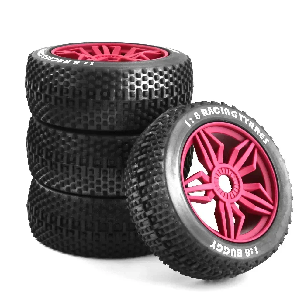 4PCS Upgrade Wheels Off Road Buggy Tires Wheel With 17mm Hex for 1/8 RC Car Kyosho MP10 Buggy 4WD HSP Aton HONGNOR