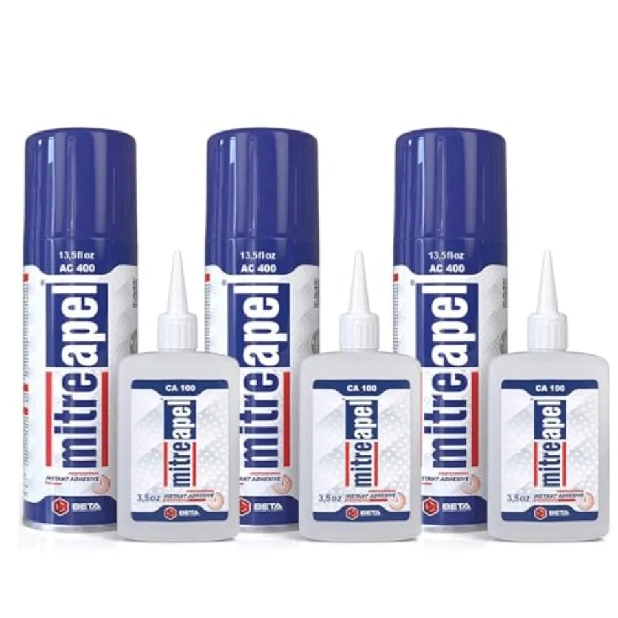 

CA with Kit 3x3.5oz-3x13.5fl oz Instant Bond Professional Cyanoacrylate Adhesive and Super Accelerator for Woodworking DIYCraft