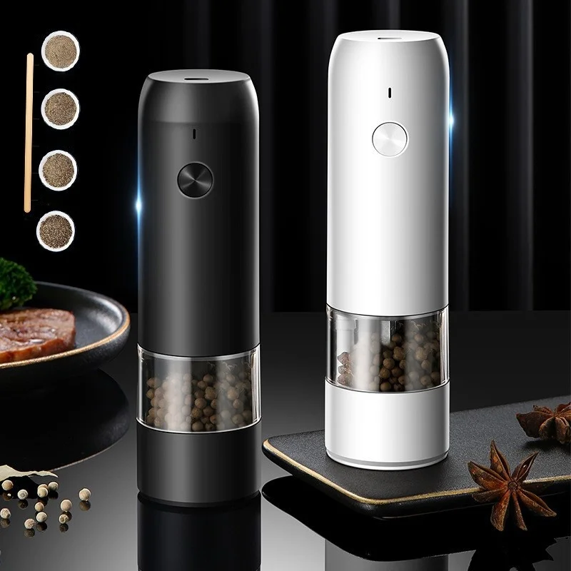 Moulin à poivre électrique USB Rechargeable automatique moulin à sel et à épices broyeur en céramique réglable