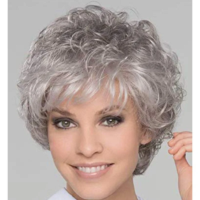 

European and American Women's Wigs Synthetic Chemical Fiber Short Rolls High Temperature Fiber Silk Wigs Headgear