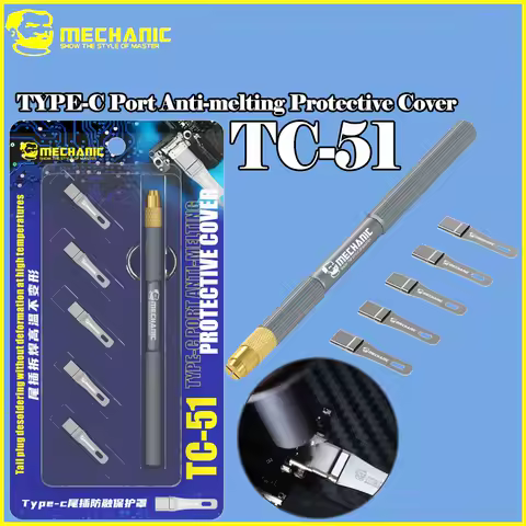 Capa Protetora Anti-fusão MECHANIC TC-51 para Porta Tipo-C, Conector de Carregamento USB-C, Ferramentas de Reparo 5 em 1 para Soldagem