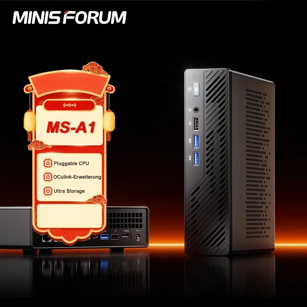 MINISFORUM MS-A1 Mini PC Barebones DIY Mini Desktop Computer No CPU/RAM/SSD/OS OCulink Support AMD AM5 Socket CPU DIY Dual Fans