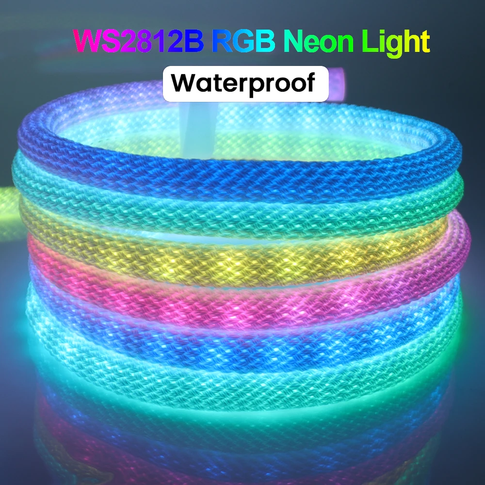 smart rgb silicone led light tape neon strip flexivel padrao reticulado redondo 50led m 360 graus dc 5v ip67 ws2812b 01