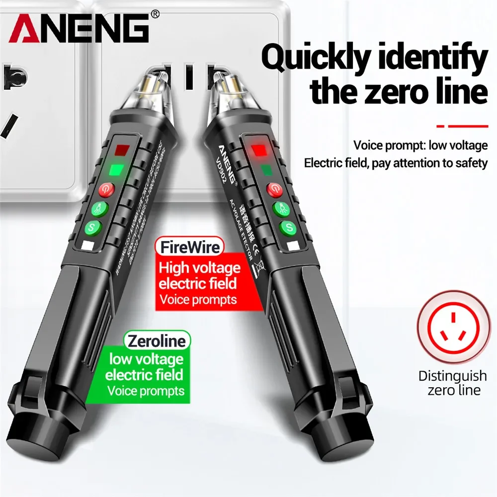 ANENG VD902 AC Voltage Detectors Smart Non-Contact Tester Pen Meter 12-1000V Electric Sensor Test Pencil Infrared Laser