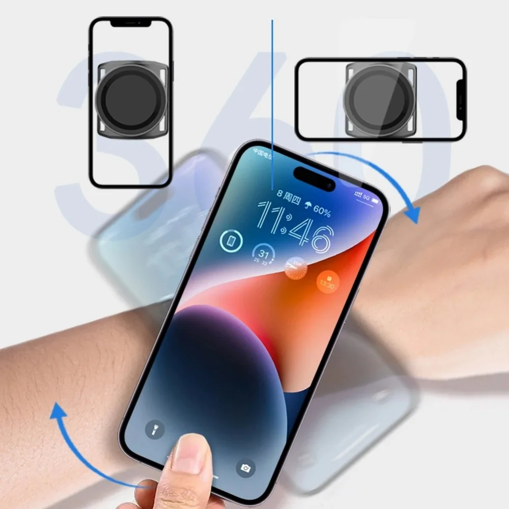 

Ремешок на запястье Магнитный держатель для мобильного телефона Универсальный 360° ° Поворотный держатель телефона, кронштейн для поддержки GPS-навигации для всех смартфонов