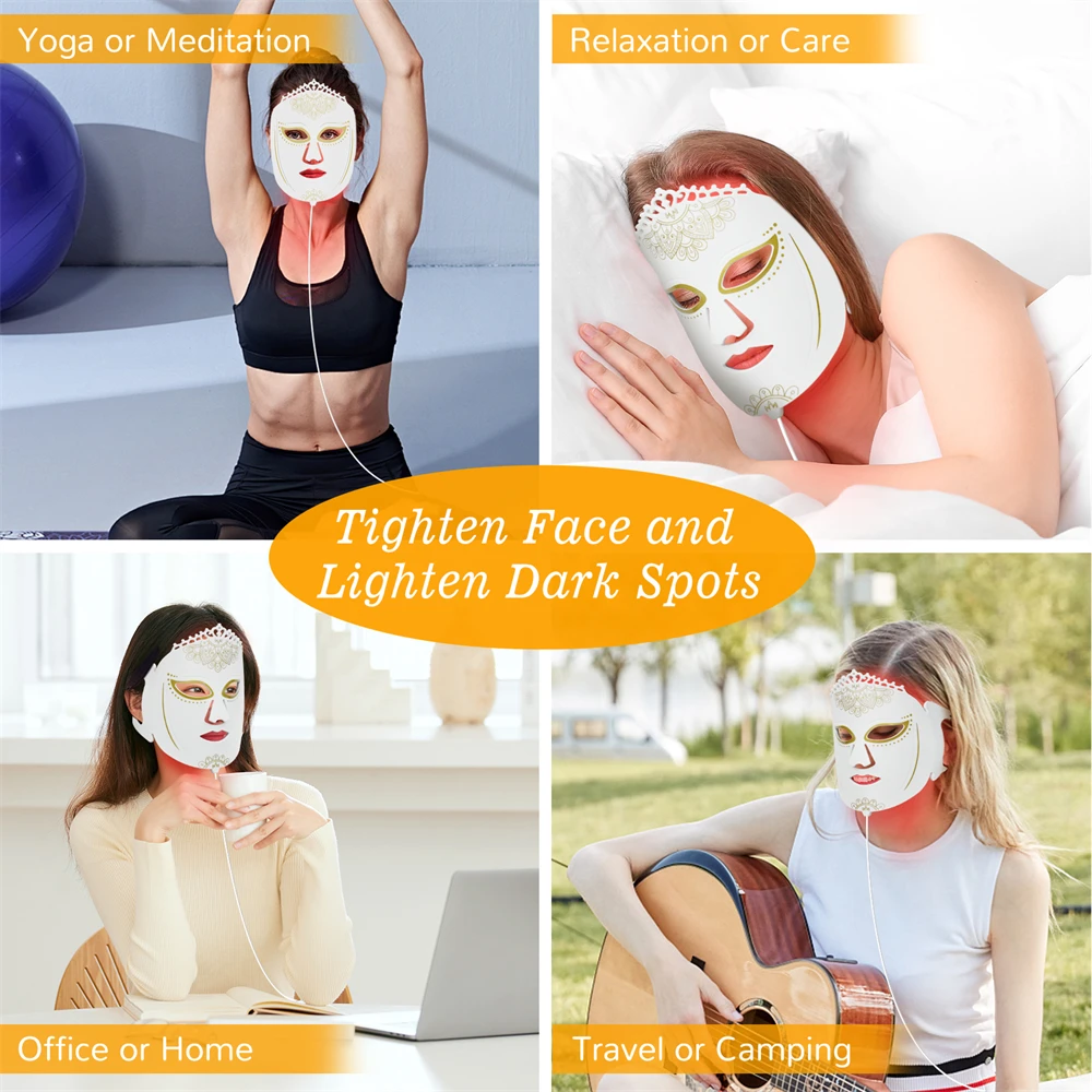 ZJKC Photon Beauty Facial Mask 7 Colors LED Light Mask for Face Skin Rejuvenation Anti-Aging Skin Repair Improve Skin Tone