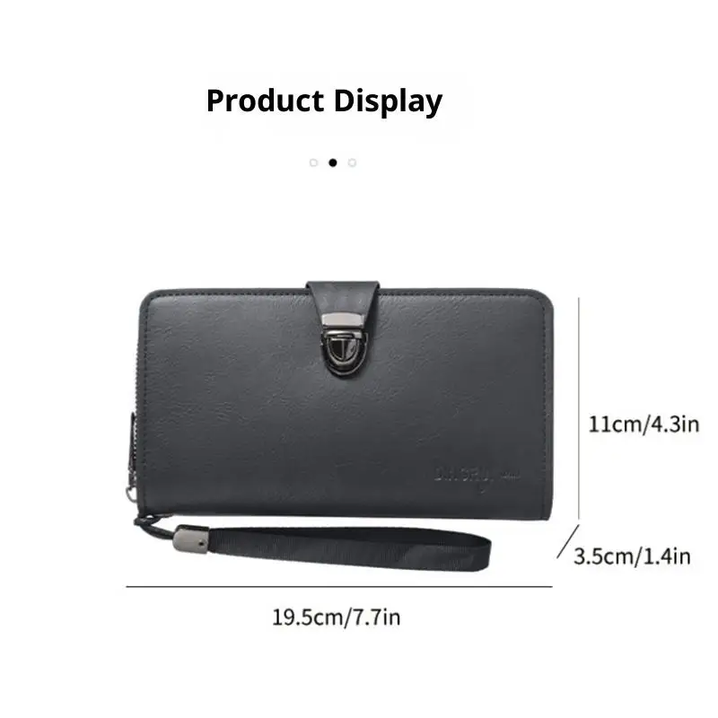 Portefeuille de luxe unisexe en cuir PU, avec longue fermeture éclair, poche pour pièces de monnaie, fentes multi-cartes, mode Business, sac à main pour téléphone