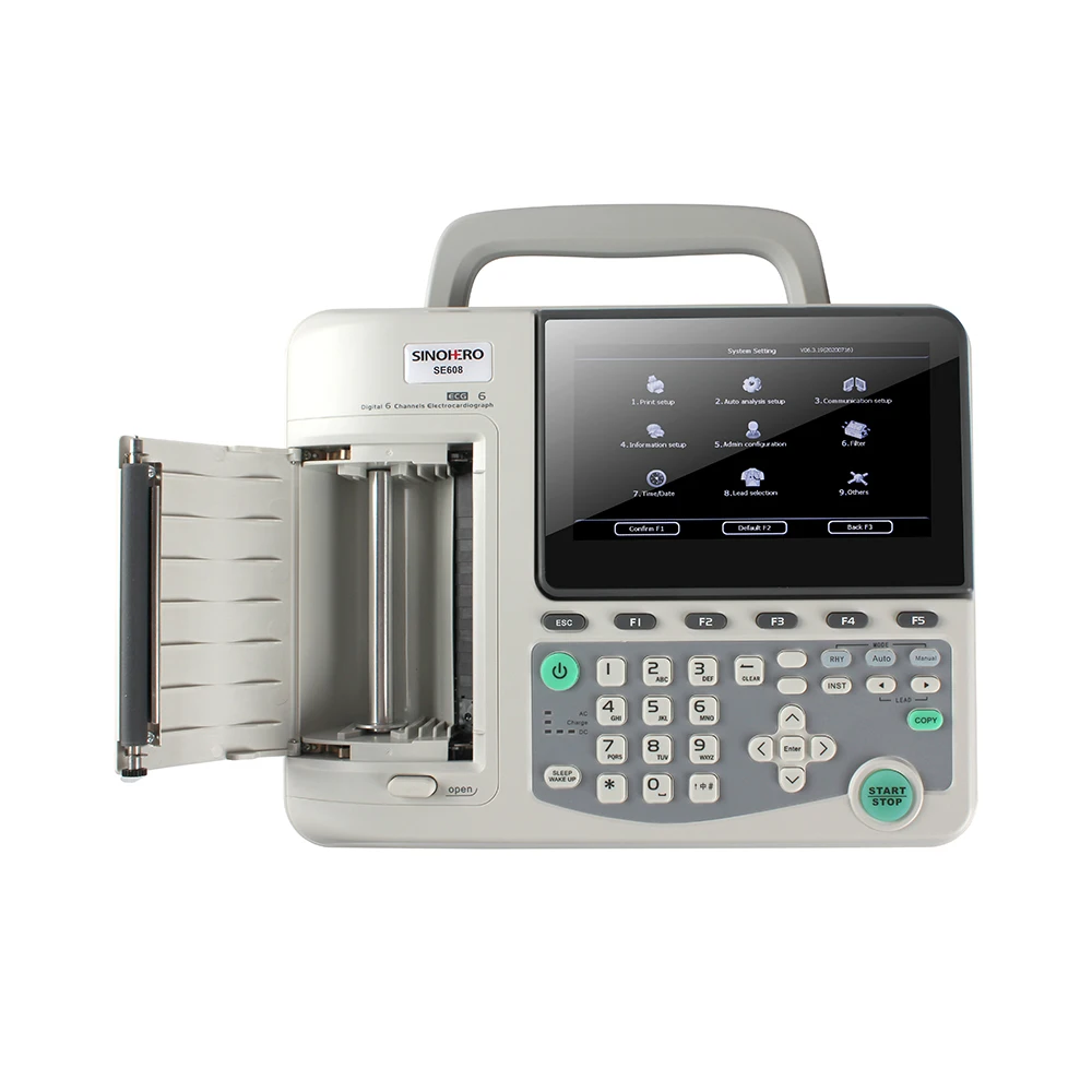 SE608 6 Channel ECG Machine Electrocardiograph 10 inch Folding Color LCD Display EKG Monitor with SD Card and Printer Software