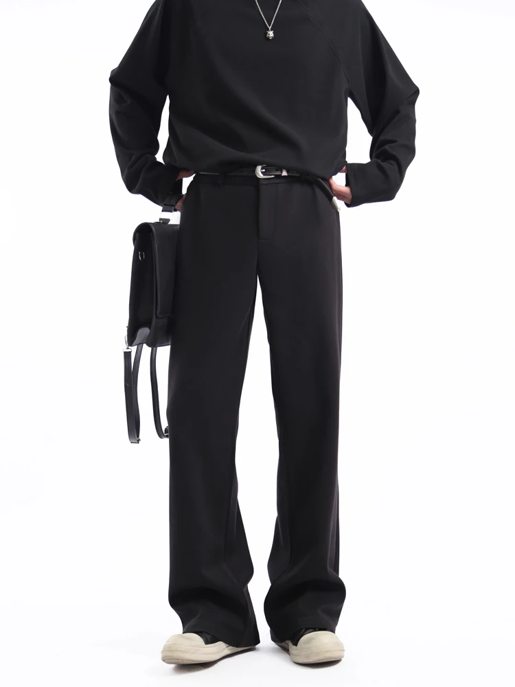 

Heavyweight Starry Men's Thiened High Waist Slim Fit Woolen Casual Long Pants Winter Faion Straight Leg Trousers