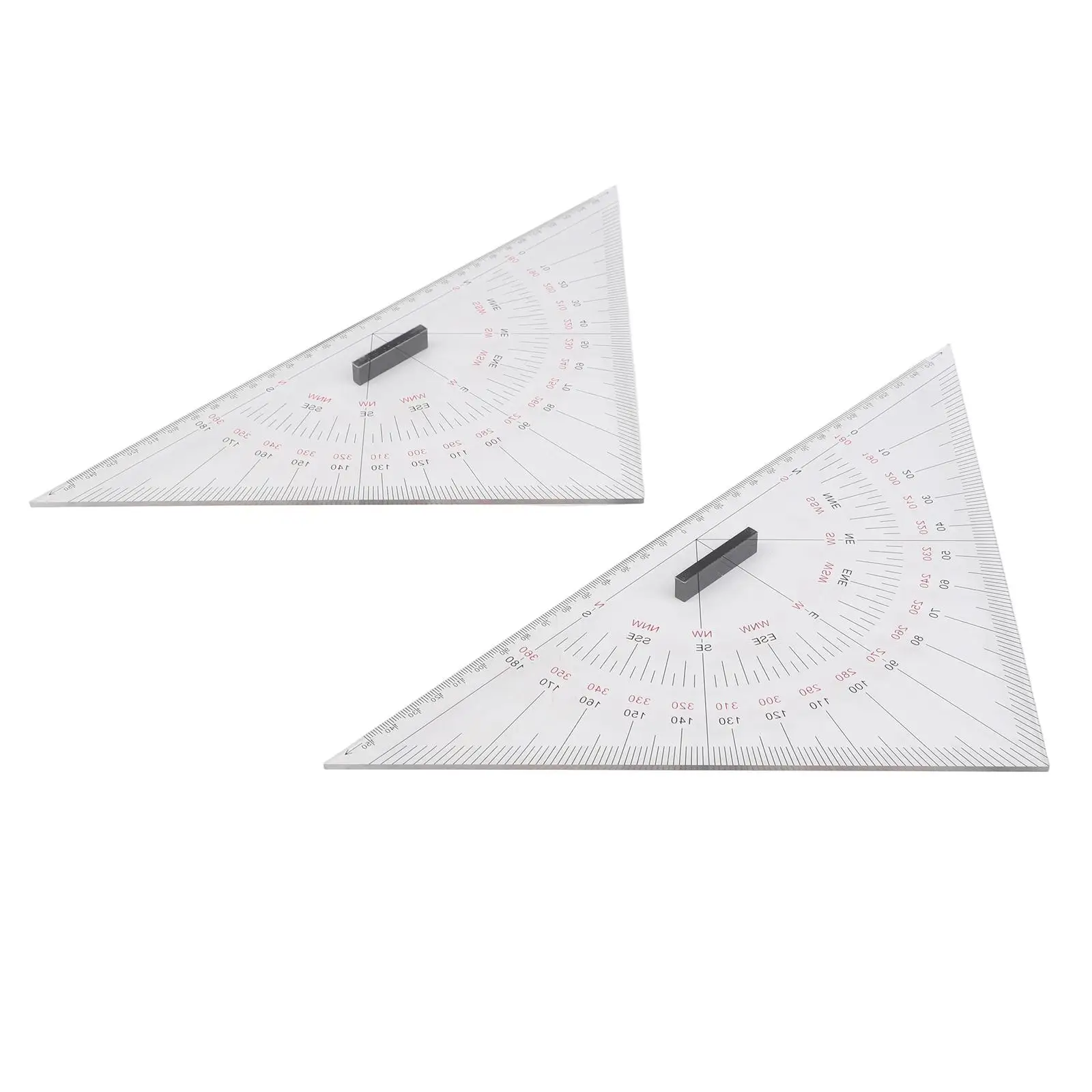 2pcs 300mm Transparent Marine Chart Plotting Triangle Ruler Protractor For Boat Yacht Drawing Tools