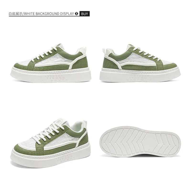 Korean Style Men's Sneakers 2026 Summer New Mesh Breathable Thick Platform Sole Casual Daily Streetwear Ins Student Footwear