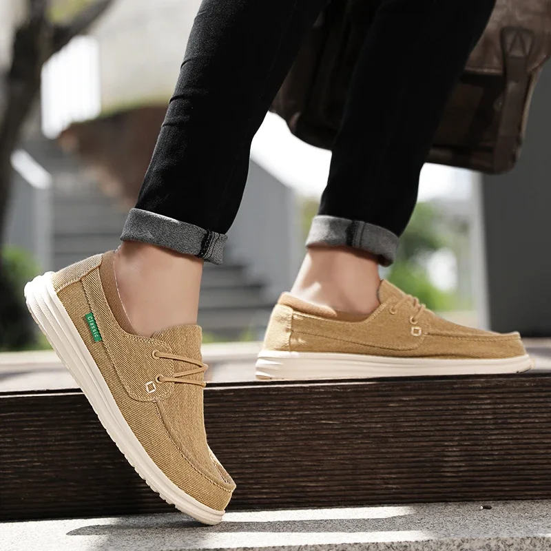

Golden Sapling Canvas Shoes Men Retro Loafers Lightweight Flats Leisure Footwear Male Summer Moccasin men's Casual Business Shoe