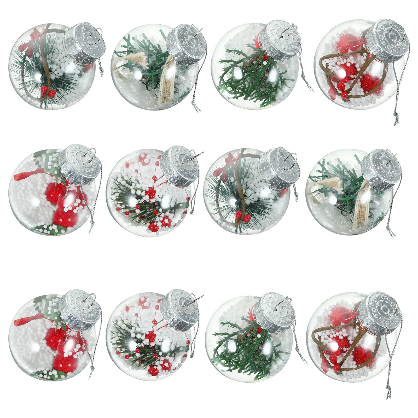 

12Pcs Transparent Plastic Christmas Ball Ornaments Clear Hanging Xmas Tree Decorations Fillable Holiday Balls Xmas Hanging Balls