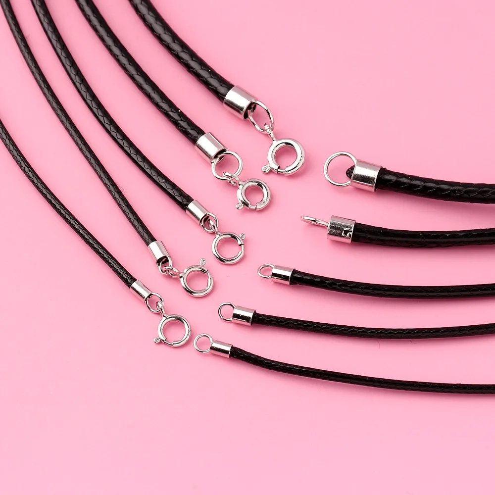 

S925 Sterling Silver Platinum Plated Necklace Cords - Waxed & Leather Strings with Secure Clasps