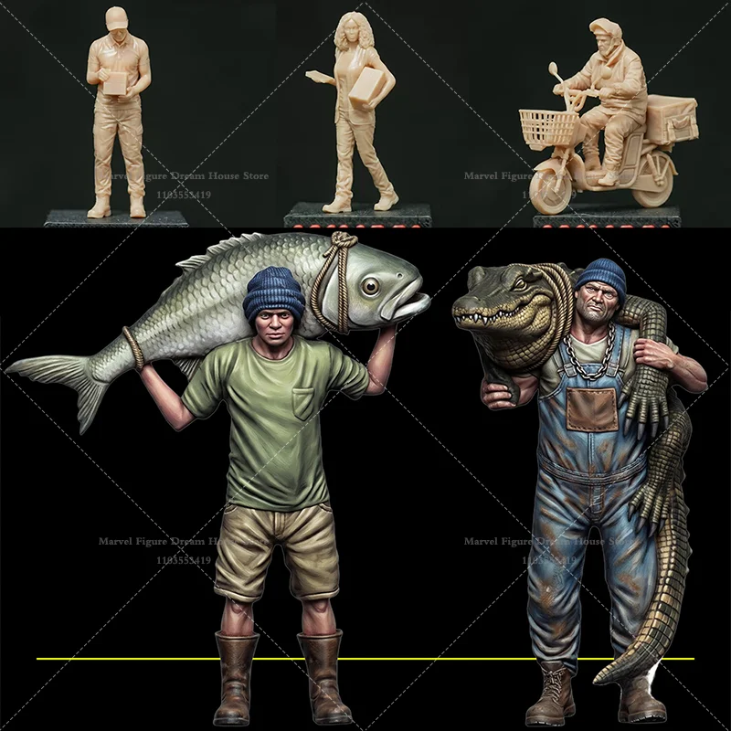 1/64 1/43 1/35 Scale Miniature Scene Dolls Unpanited White Figure Mini Model Takeout /Parcel Delivery Worker Wilderness Survival
