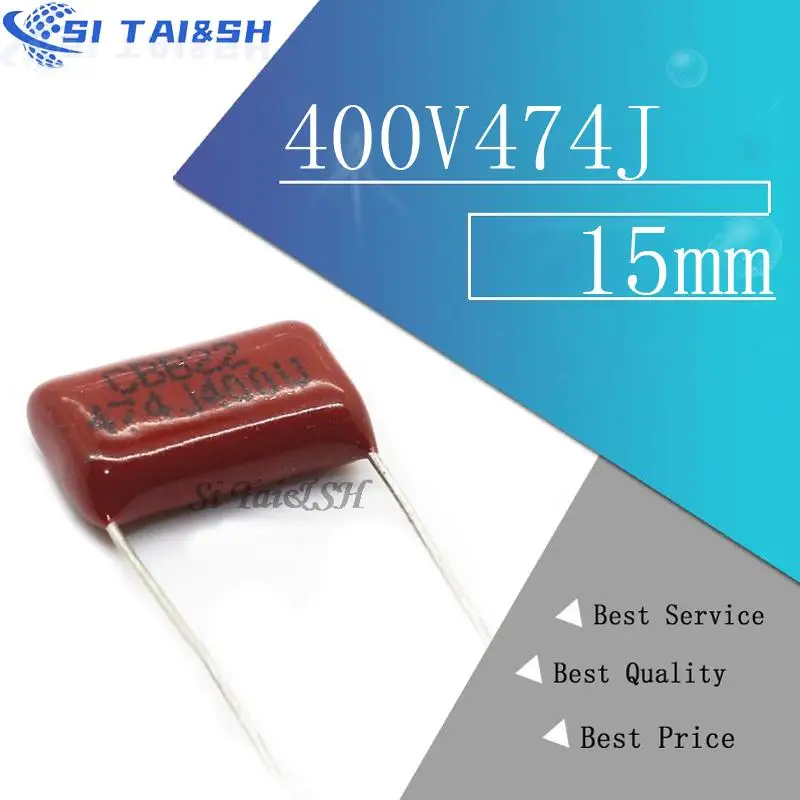 10PCS 400V474J 0.47UF Pitch 15mm 470NF 400V 474 CBB Polypropylene film capacitor