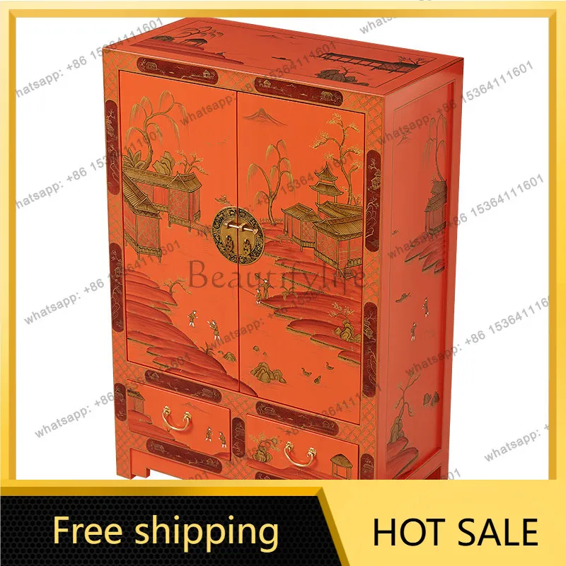 FG living room French Chinese orange orange double door new Chinese entrance side cabinet